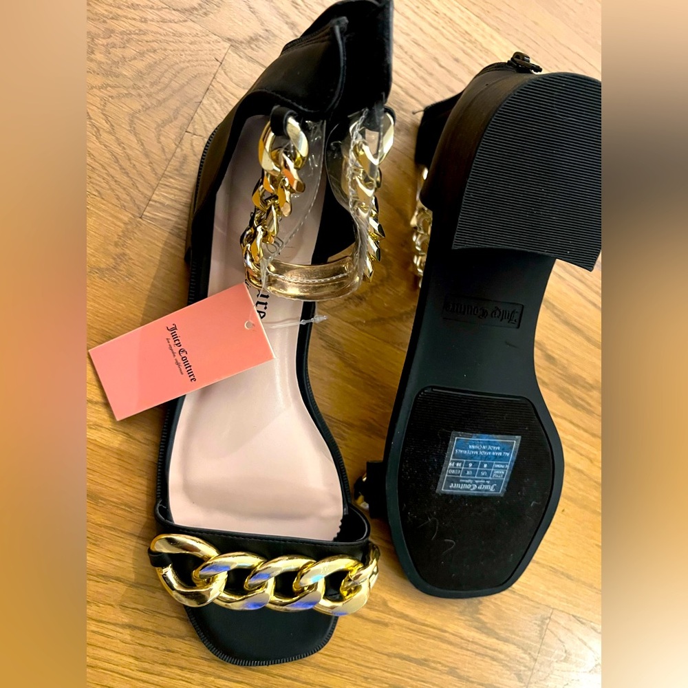 Juicy couture black leather with gold chain Brand New!